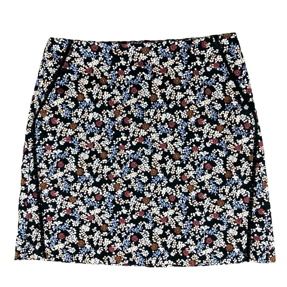 Loft Miniskirt Women's 4 Black Floral Pockets Lined Cotton Dark Romantic